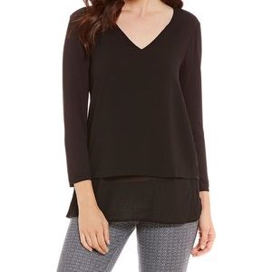 Michael Kore mixed woven knot layered hem